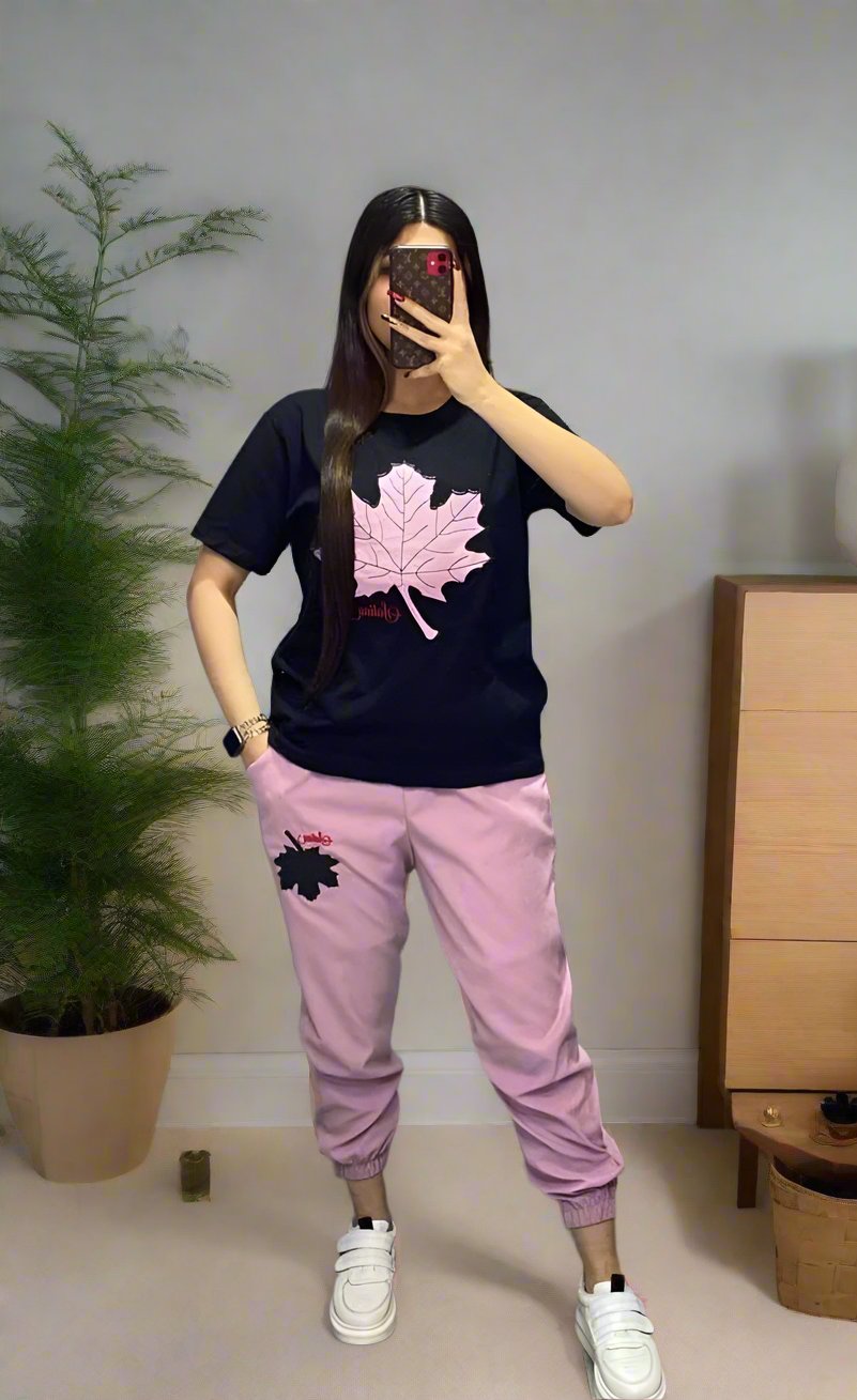 Pink Maple Leaf 2 PC Dress