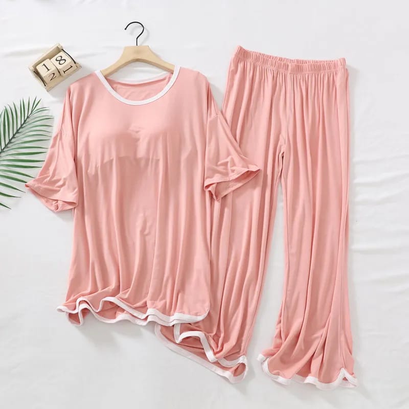 Rose Pink Half Sleeves Plazzo PJ Set