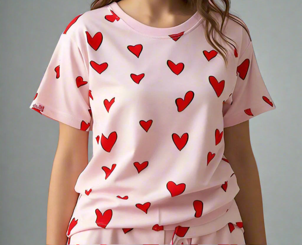 Red Hearts Pink Dress