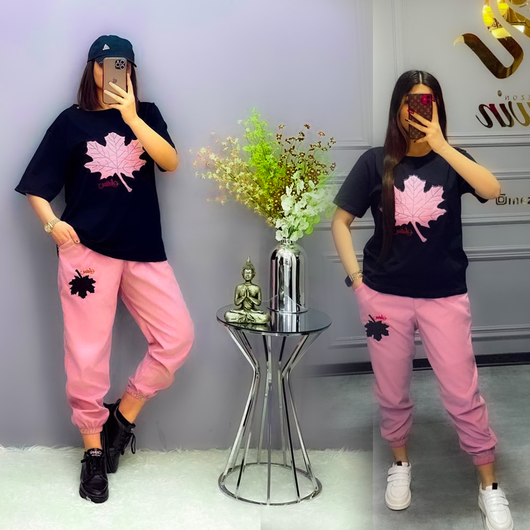 Pink Maple Leaf 2 PC Dress