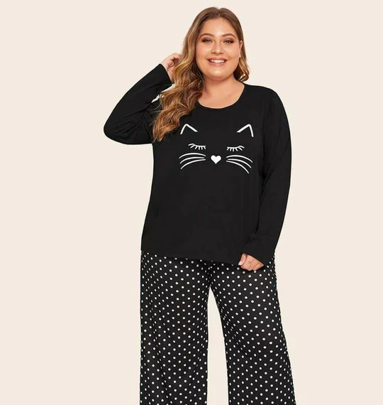 BLACK CAT NIGHTWEAR - FULL SLEEVES